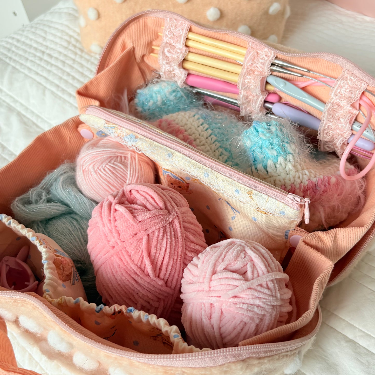 Handmade yarn project organizer